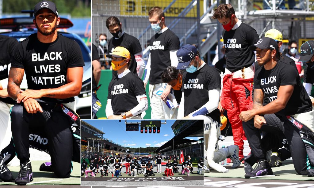 F1 boss Jean Todt "admires" and "respects" Lewis Hamilton for promoting his stance on anti-racism 3 Hamilton with other drivers in support of the BLM movement.