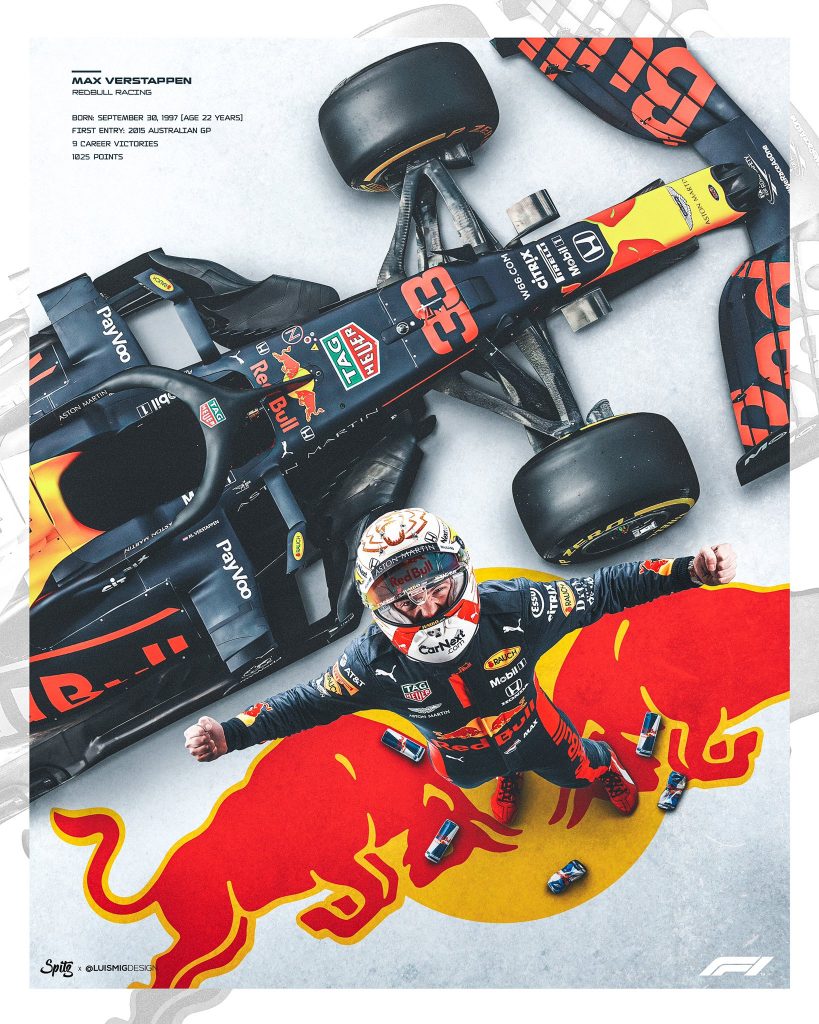 Max Verstappen after winning the 70th anniversary GP.