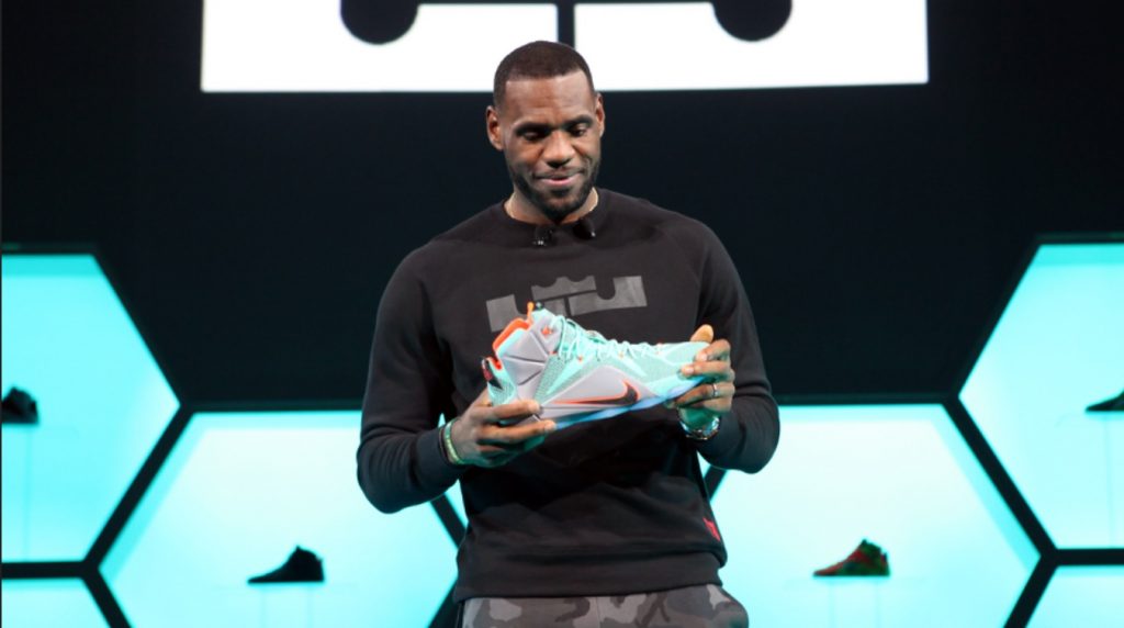 LeBron James endorsing a Nike shoe.