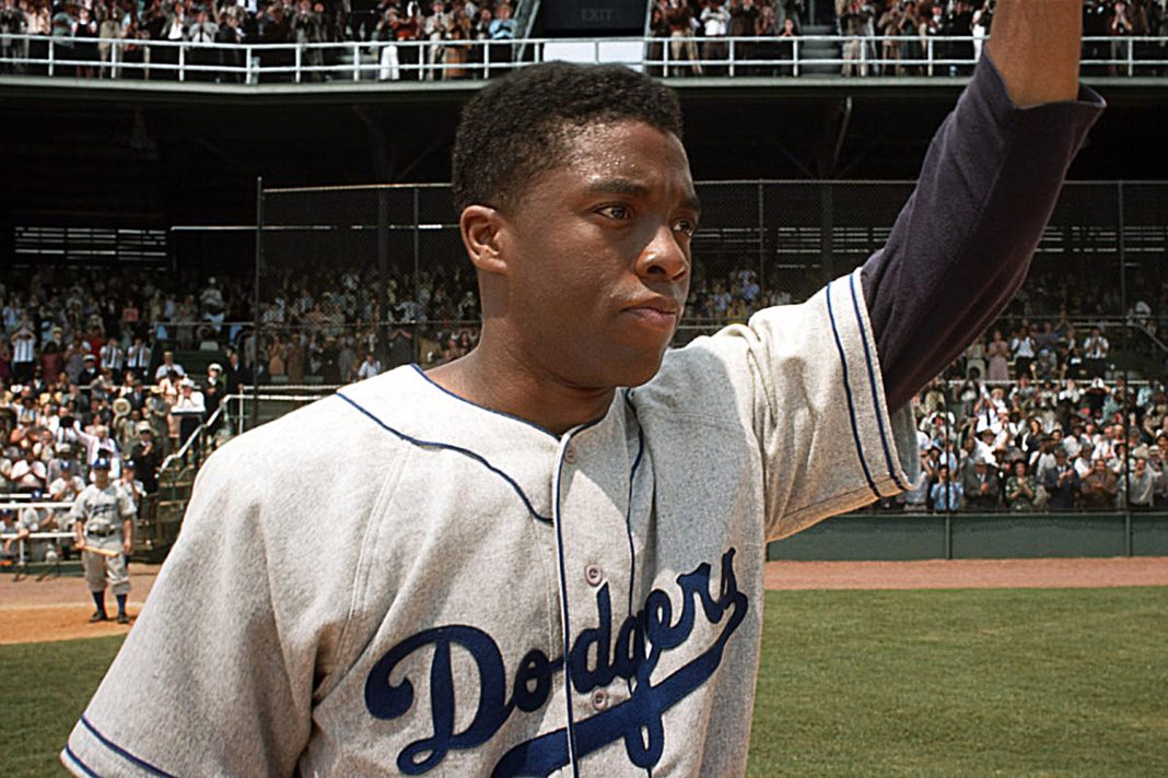 42, (aka FORTY-TWO), Chadwick Boseman as Jackie Robinson, 2013. /©Warner Bros. Pictures/courtesy Eve
