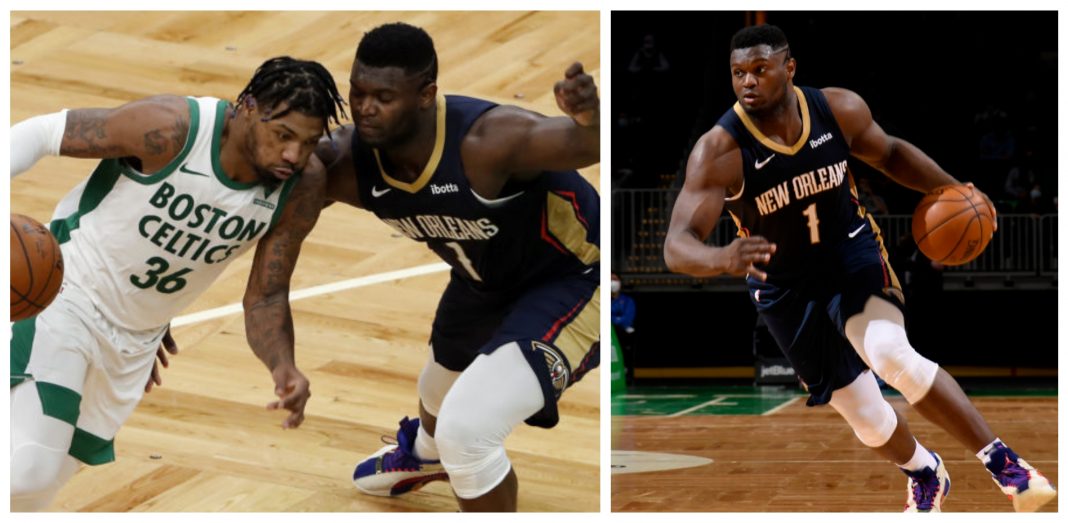 BeFunky-collage-2021-04-01T111551.684 Zion Williamson narrowly evades major thumb injury against Celtics