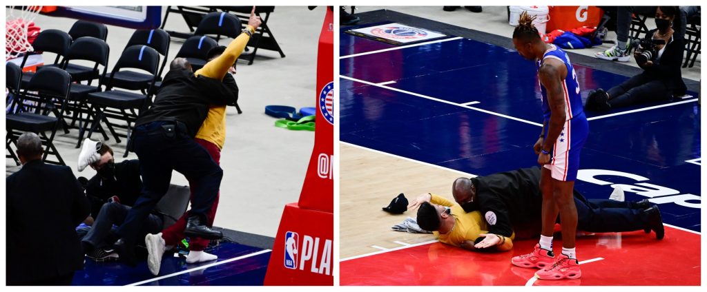 Fan barges into the court during 76ers-Wizards; gets tackled by guard 2 Fan barges into the court during 76ers-Wizards; gets tackled by guard