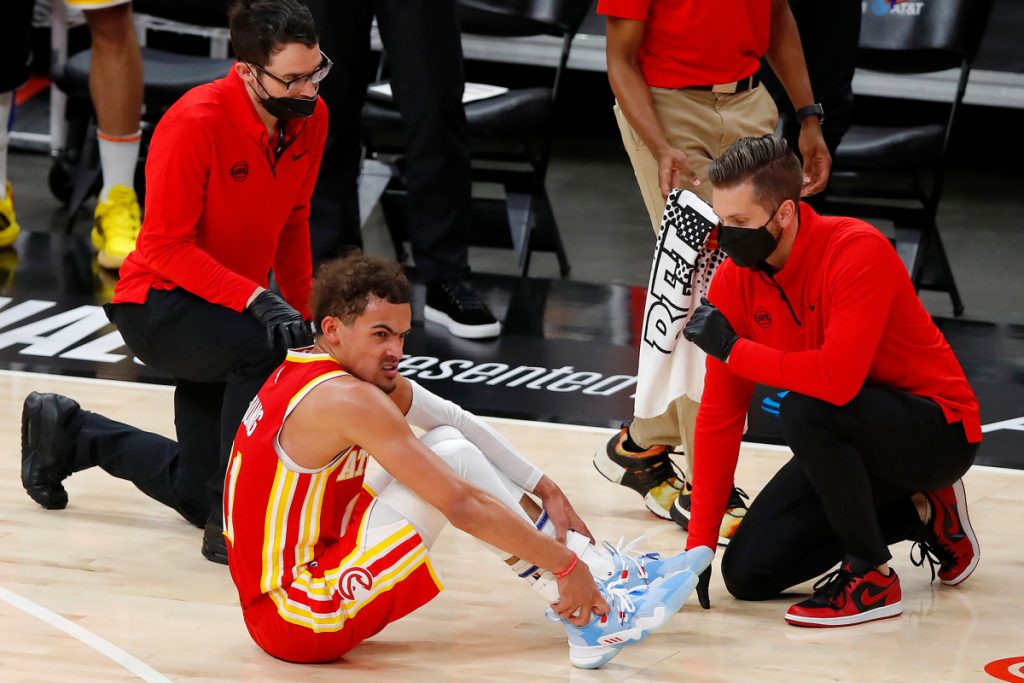 Trae Young twists ankle after stepping on referee; doubtful for Game 4 