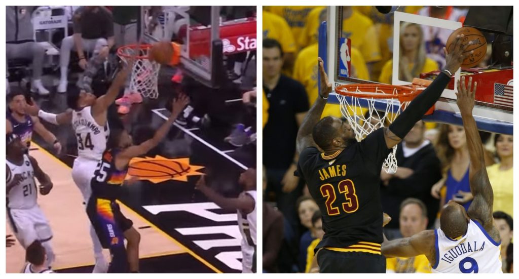 Giannis Antetokounmpo recreates iconic LeBron James block from 2016 NBA Finals 